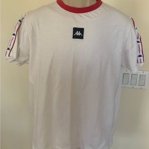 KAPPA Mens Big Boys White Red Black Striped Logo Cotton T-Shirt Tee Shirt Top L